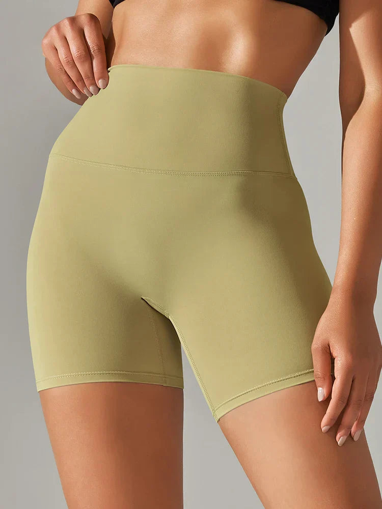 Damen Sport Yogashorts nahtlos elastisch atmungsaktiv schwarz
