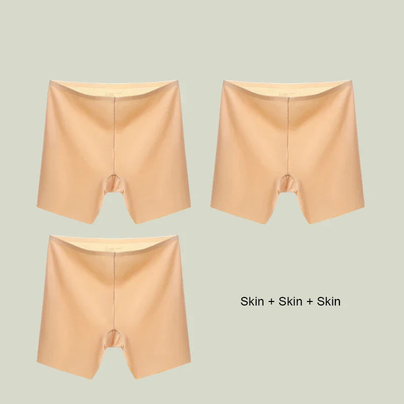 3er-Set nahtlose Antischäumer Shorts Damen mit hohem Bund und Ice Silk Material