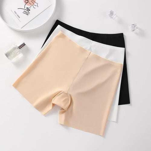 3er-Set nahtlose Antischäumer Shorts Damen mit hohem Bund und atmungsaktivem Ice Silk Material