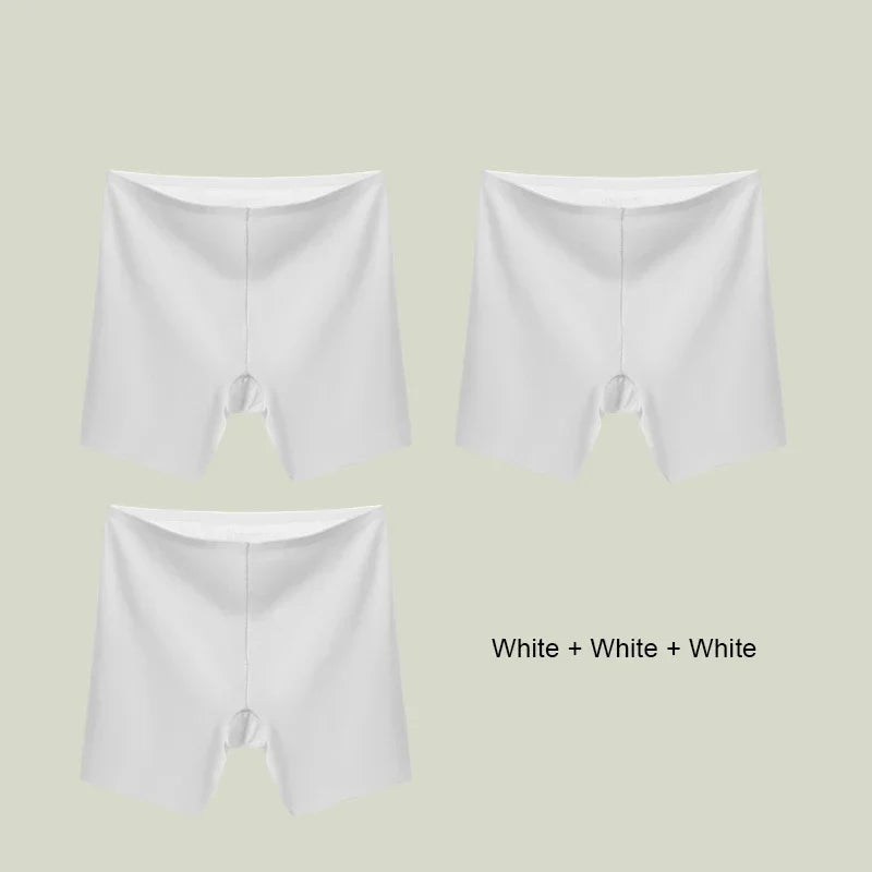 3er-Set nahtlose Antischäumer Shorts Damen mit hohem Bund und atmungsaktivem Ice-Silk-Material